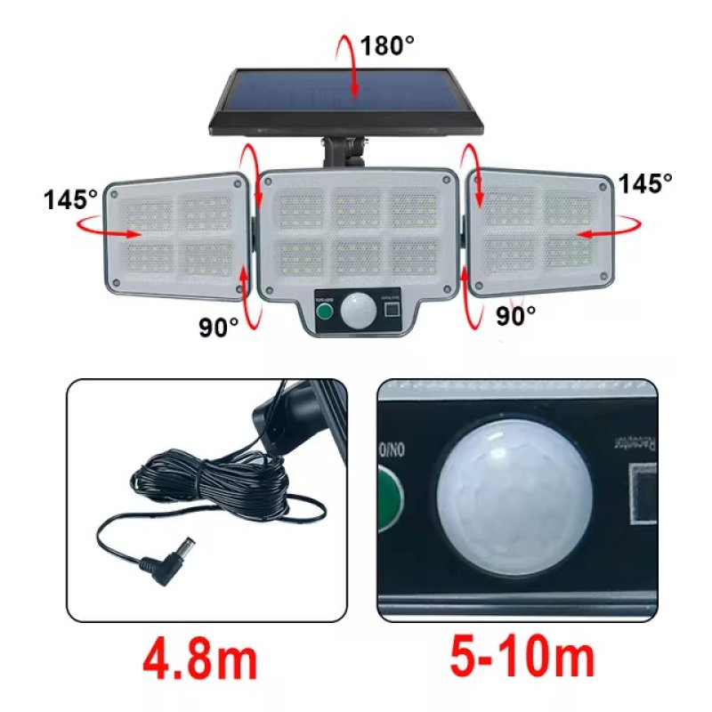مصابيح حائطية تعمل بالطاقة الشمسية بثلاثة رؤوس
